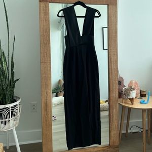 Black deep v-neck gown